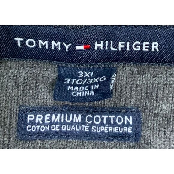Tommy Hilfiger Gray Long Sleeve Embroidered Logo V Neck Sweater Size 3XL Preppy - Picture 10 of 11